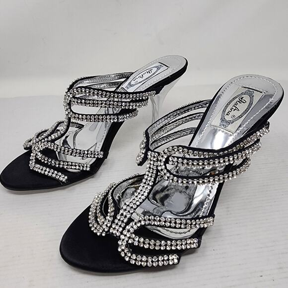 New Vintage 90's Italina Dress Shoes Rhinestones Slip on Weddings Party Size 8 - Picture 2 of 9